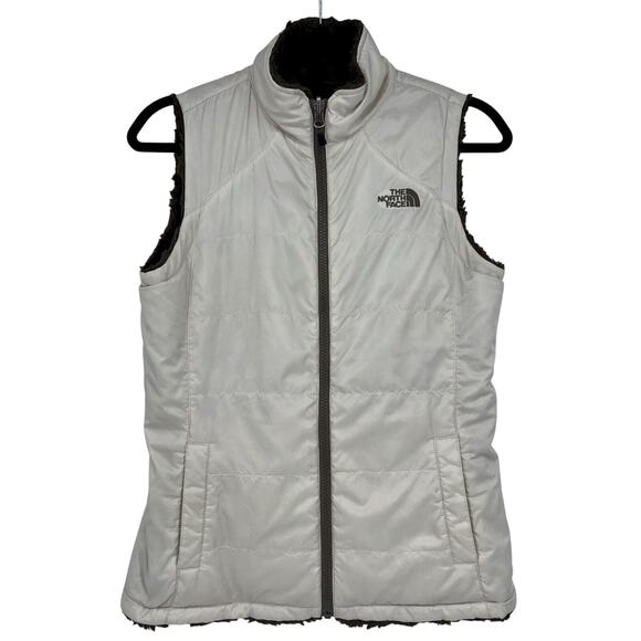 The North Face Women’s Mossbud Insulated Vest Reversible X-Small Cream/Brown EUC - Picture 1 of 14